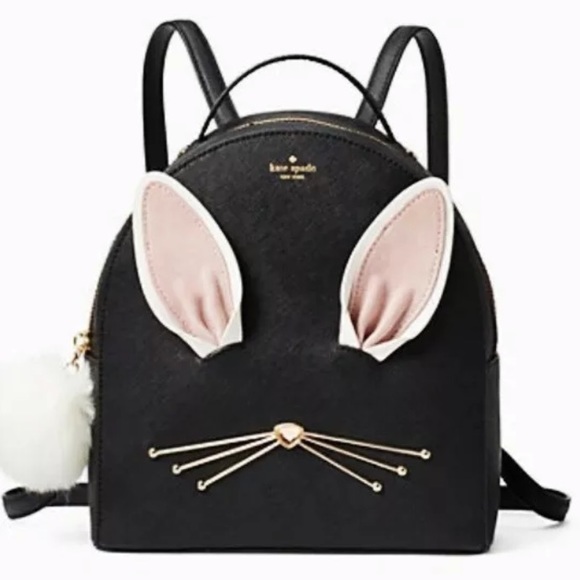 Kate spade leather rabbit bunny hop backpack black - Picture 2 of 6